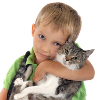 child holding cat